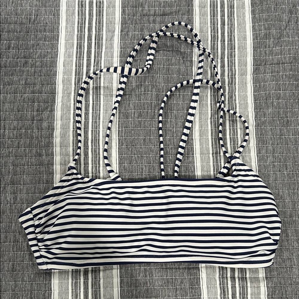 Xhilaration Navy and White Striped Bikini Top